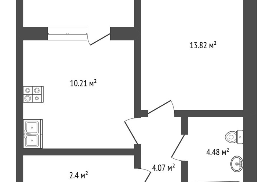 Продаётся 1-комнатная квартира, 36.3 м²
