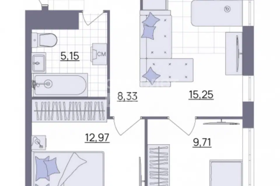 Продаётся 3-комнатная квартира, 52 м²