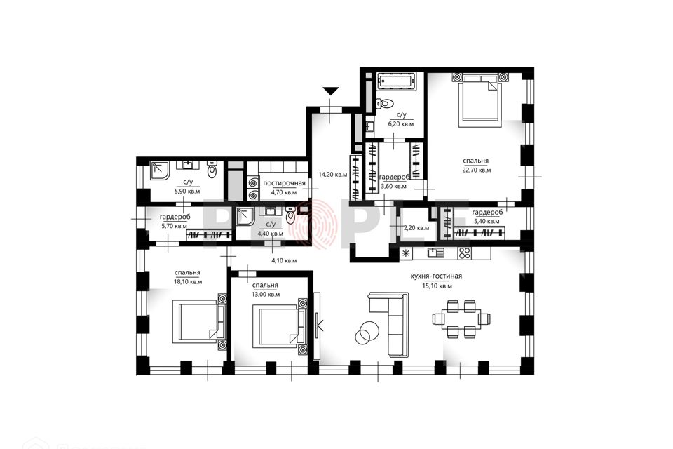 Продаётся 4-комнатная квартира, 157.6 м²