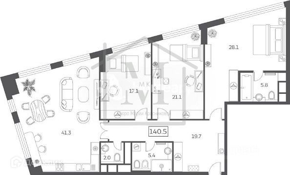 Продаётся 4-комнатная квартира, 140.5 м²