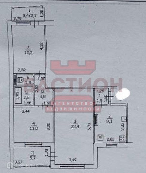 Продаётся 3-комнатная квартира, 73 м²