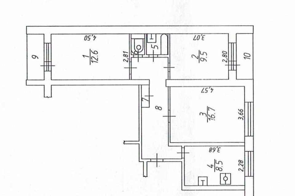 Продаётся 3-комнатная квартира, 64.1 м²