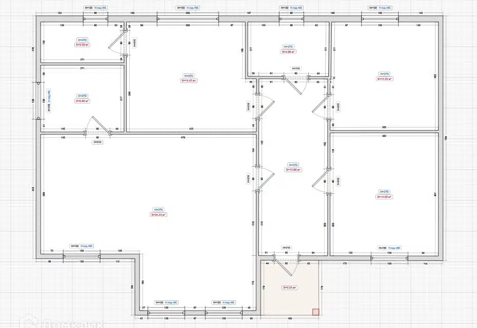 Продаётся 1-этажный дом, 124 м²