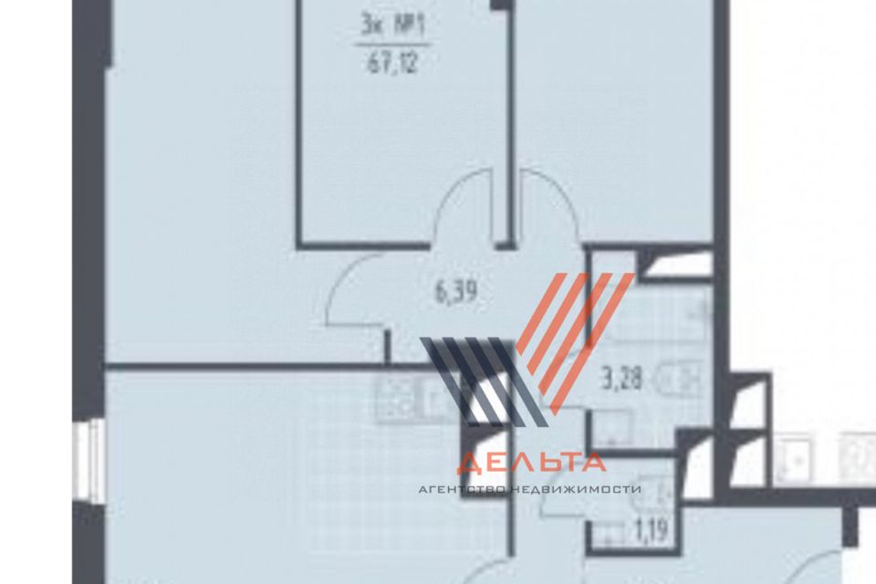 Продаётся 3-комнатная квартира, 67.12 м²