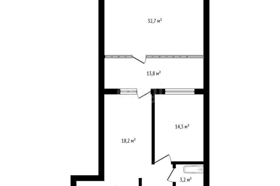 Продаётся 2-комнатная квартира, 96.6 м²