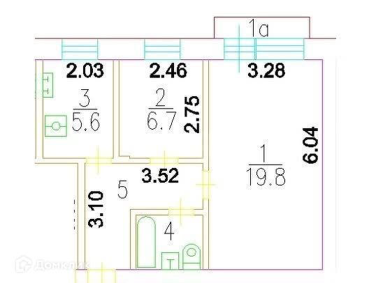 Продаётся 2-комнатная квартира, 42.6 м²
