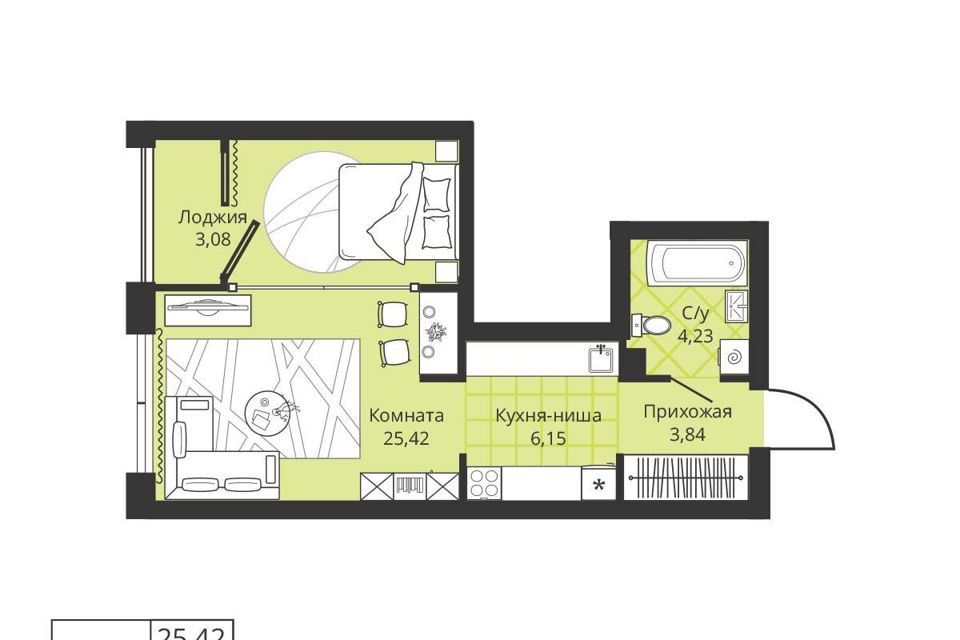 Продаётся студия, 39.64 м²