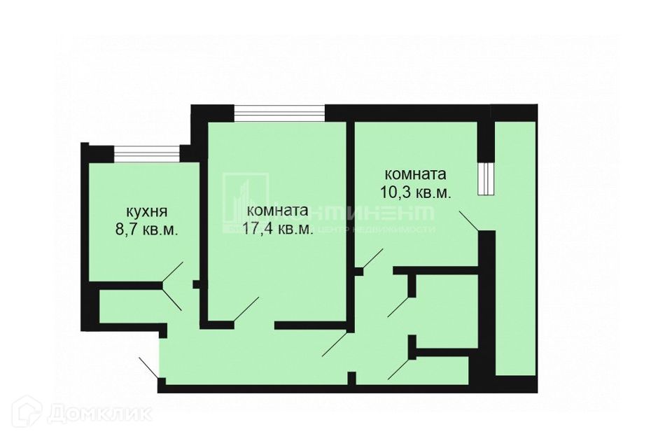 Продаётся 2-комнатная квартира, 55.4 м²