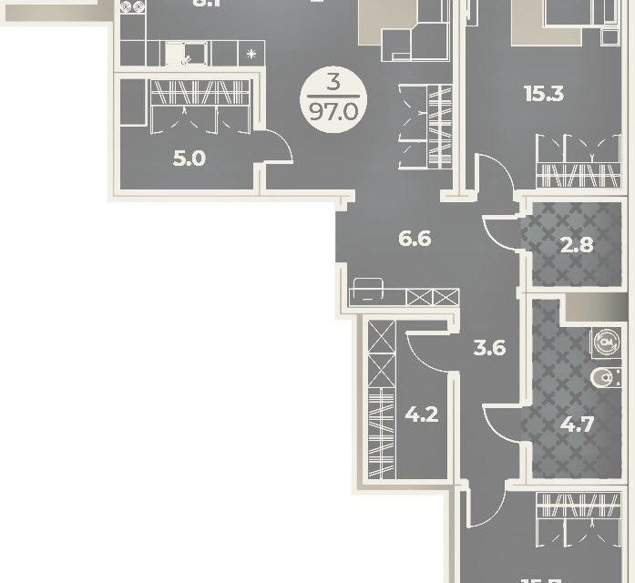 Продаётся 3-комнатная квартира, 97 м²