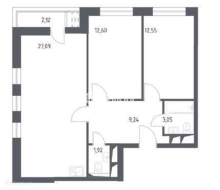 Продаётся 3-комнатная квартира, 68 м²