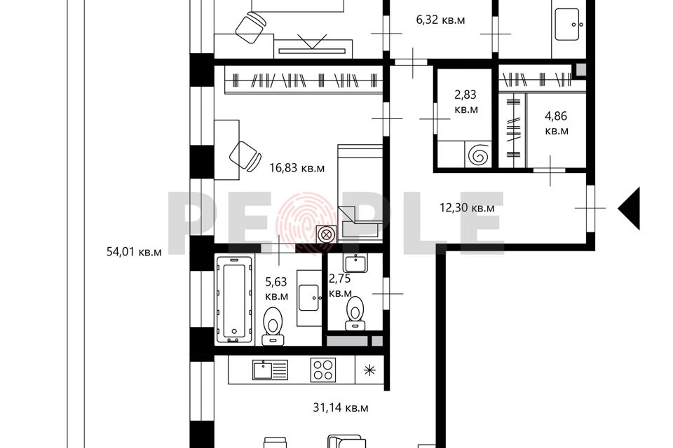 Продаётся 3-комнатная квартира, 126 м²