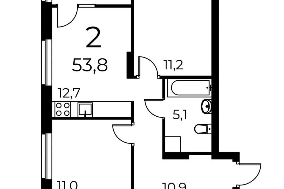 Продаётся 2-комнатная квартира, 52.5 м²