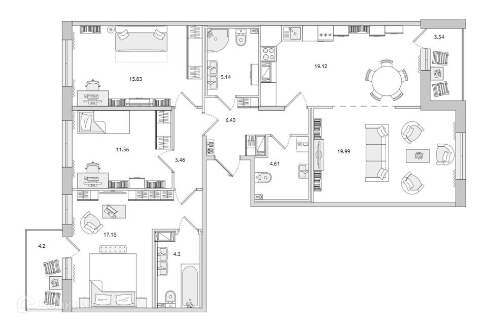 Продаётся 3-комнатная квартира, 115 м²