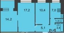 Продаётся 3-комнатная квартира, 58 м²