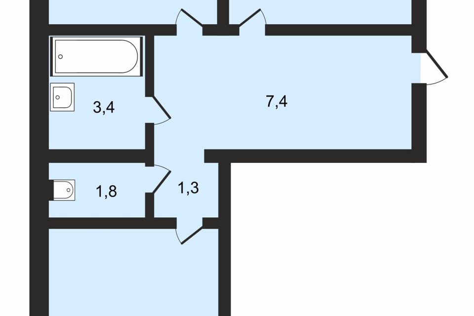 Продаётся 2-комнатная квартира, 55.9 м²