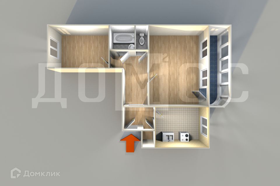 Продаётся 2-комнатная квартира, 62.3 м²