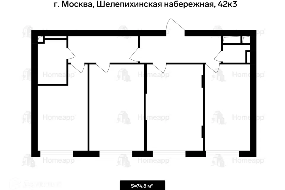Продаётся 3-комнатная квартира, 74.8 м²