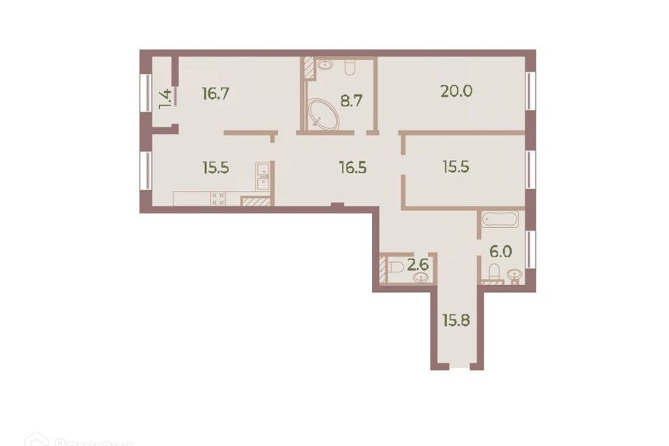 Продаётся 3-комнатная квартира, 118.7 м²