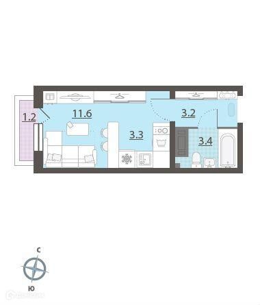 Продаётся студия, 21.8 м²
