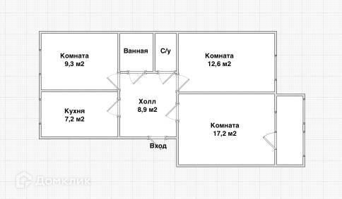Продаётся 3-комнатная квартира, 57 м²