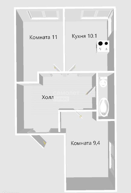Продаётся 2-комнатная квартира, 42.4 м²