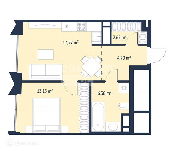 Продаётся 2-комнатная квартира, 47.9 м²