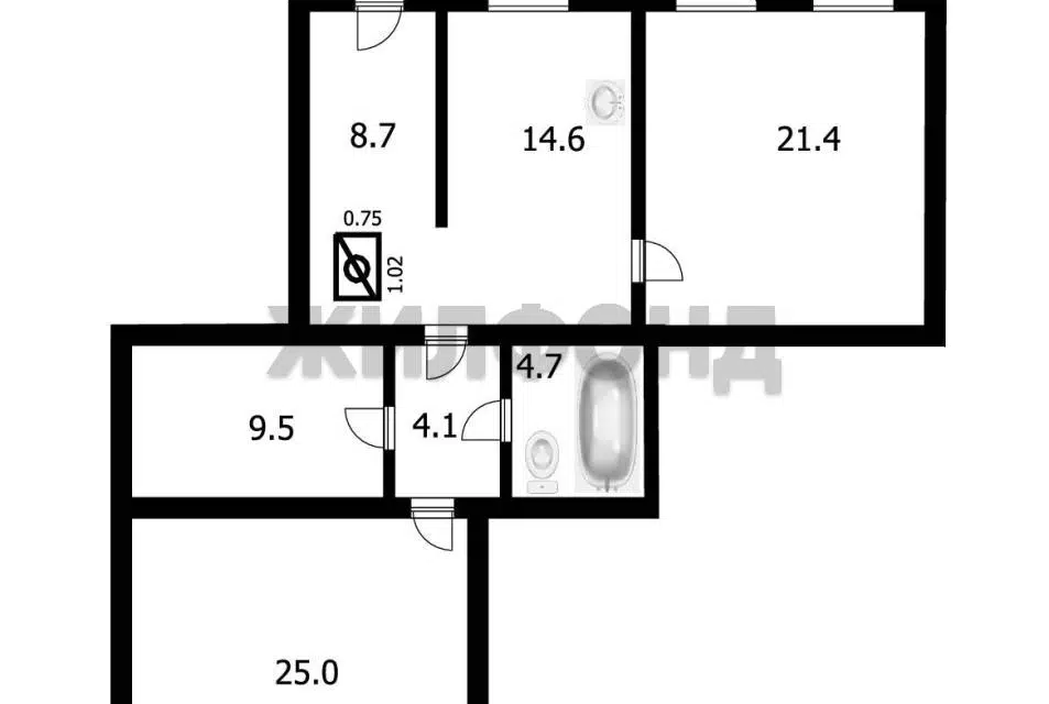 Продаётся 2-комнатная квартира, 88 м²