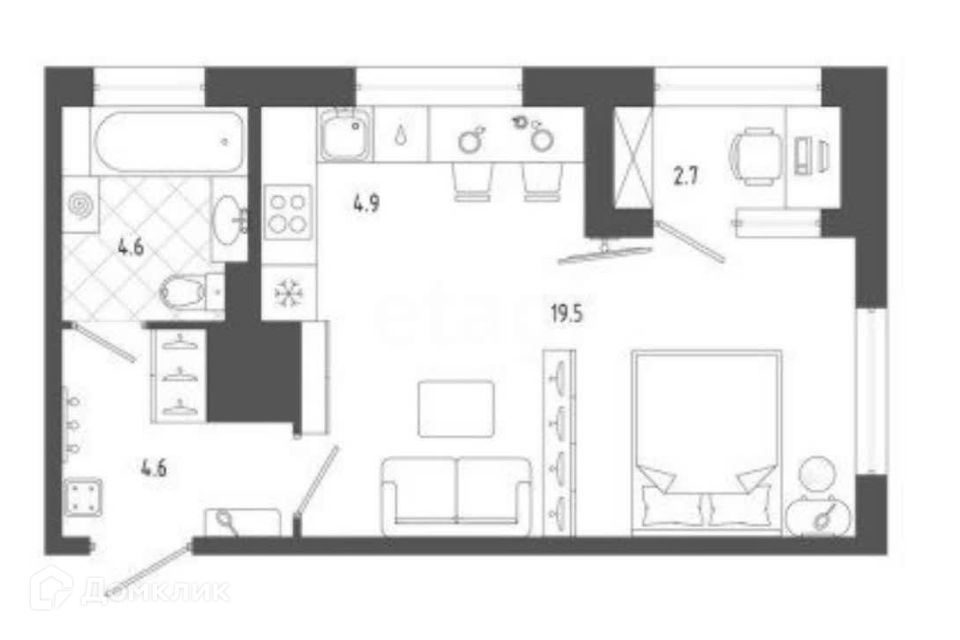 Продаётся 1-комнатная квартира, 35 м²