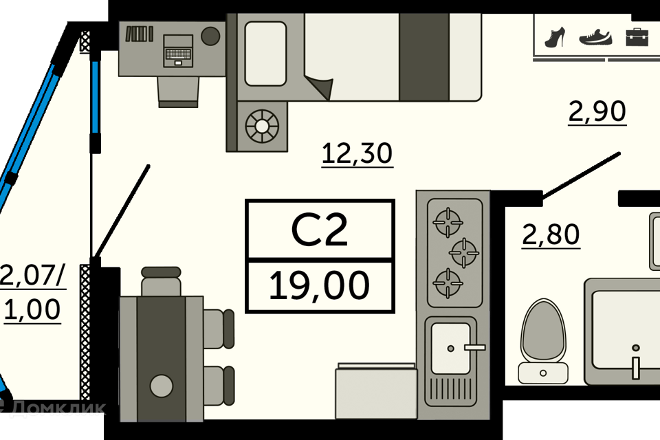 Продаётся студия, 18.6 м²