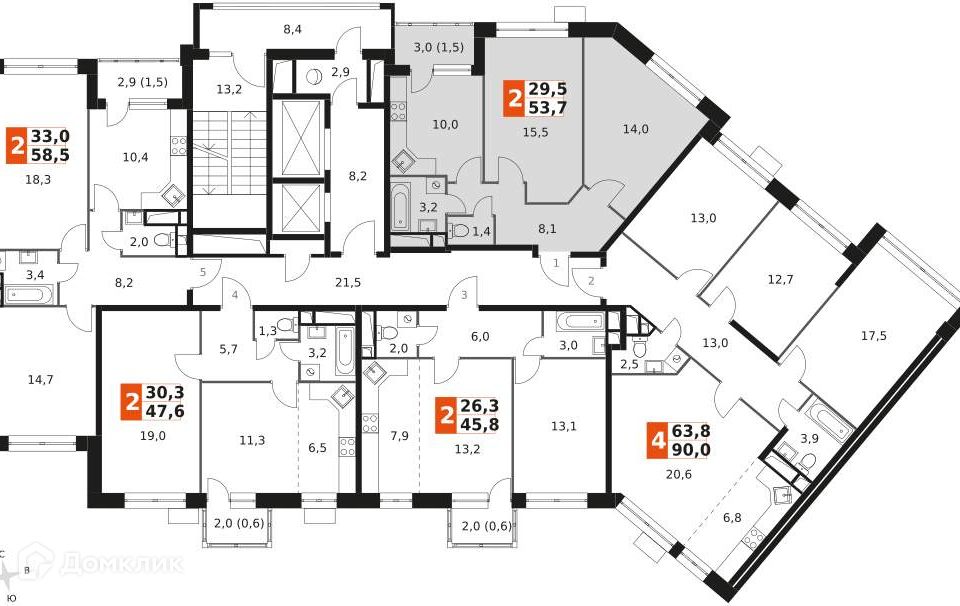 Продаётся 2-комнатная квартира, 55 м²