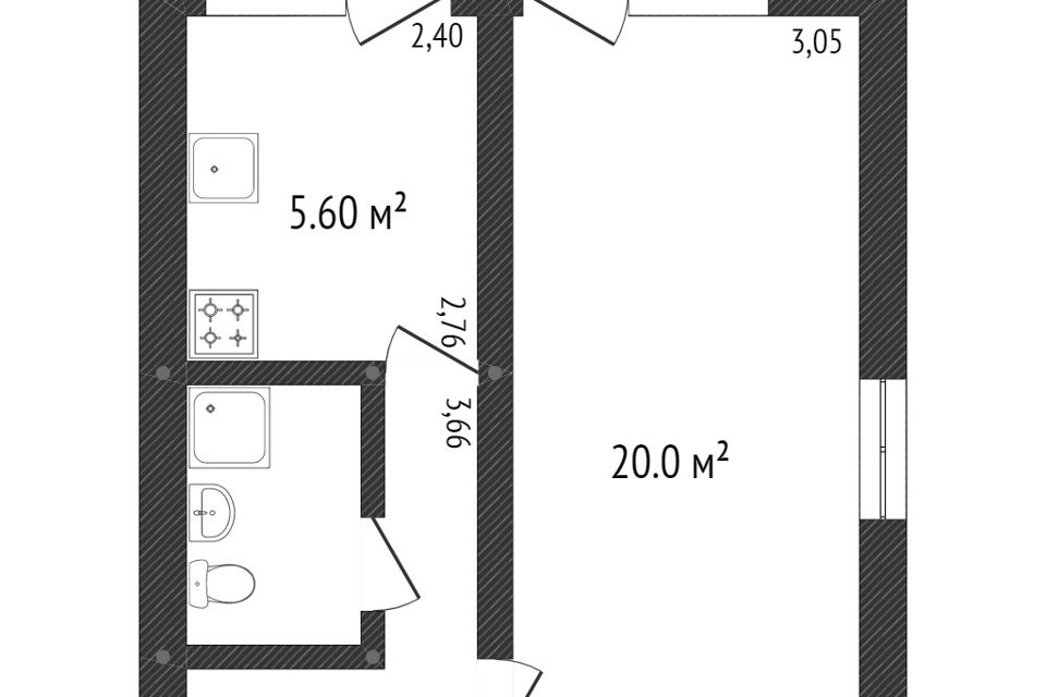 Продаётся 1-комнатная квартира, 34.3 м²