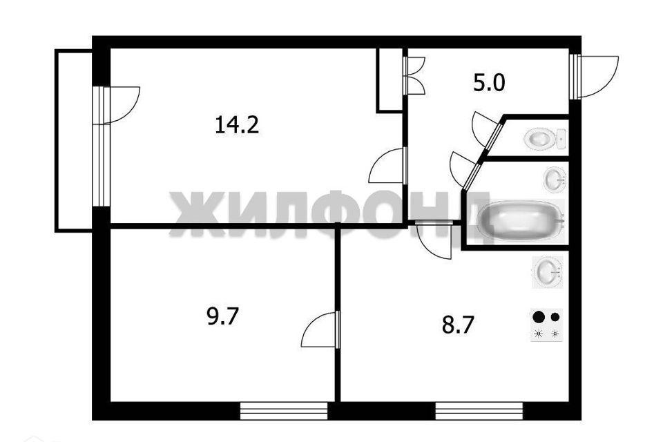 Продаётся 2-комнатная квартира, 41.1 м²