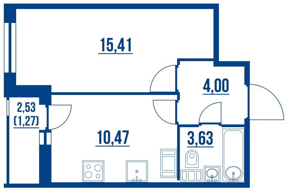 Продаётся 1-комнатная квартира, 34.78 м²