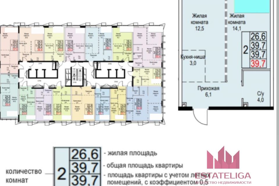 Продаётся 1-комнатная квартира, 39.7 м²