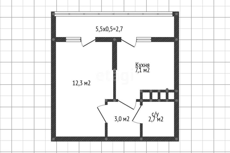 Продаётся 1-комнатная квартира, 27.7 м²