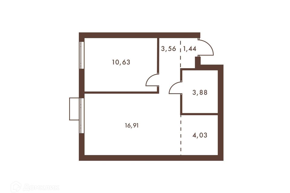 Продаётся 2-комнатная квартира, 40.45 м²