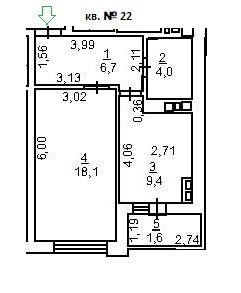 Продаётся 1-комнатная квартира, 40 м²