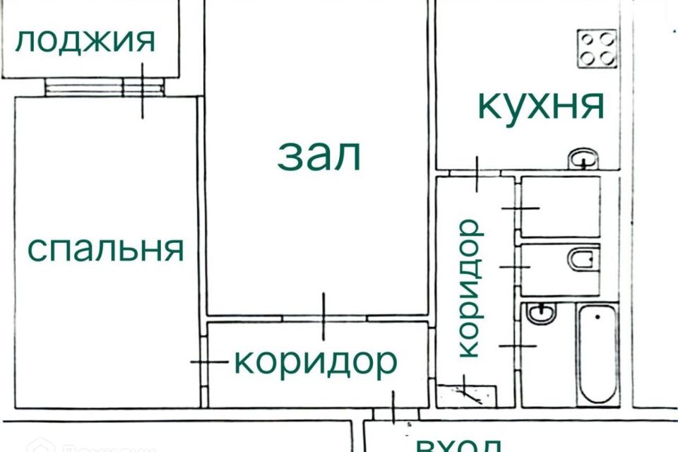 Продаётся 2-комнатная квартира, 52.7 м²