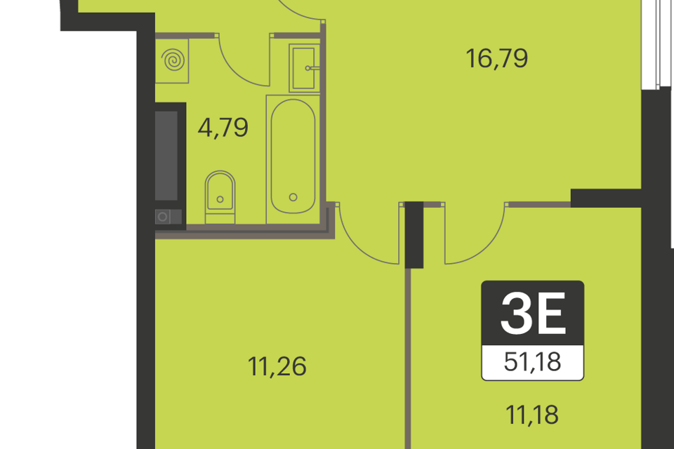 Продаётся 2-комнатная квартира, 51.1 м²
