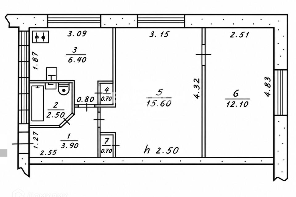 Продаётся 2-комнатная квартира, 41.3 м²