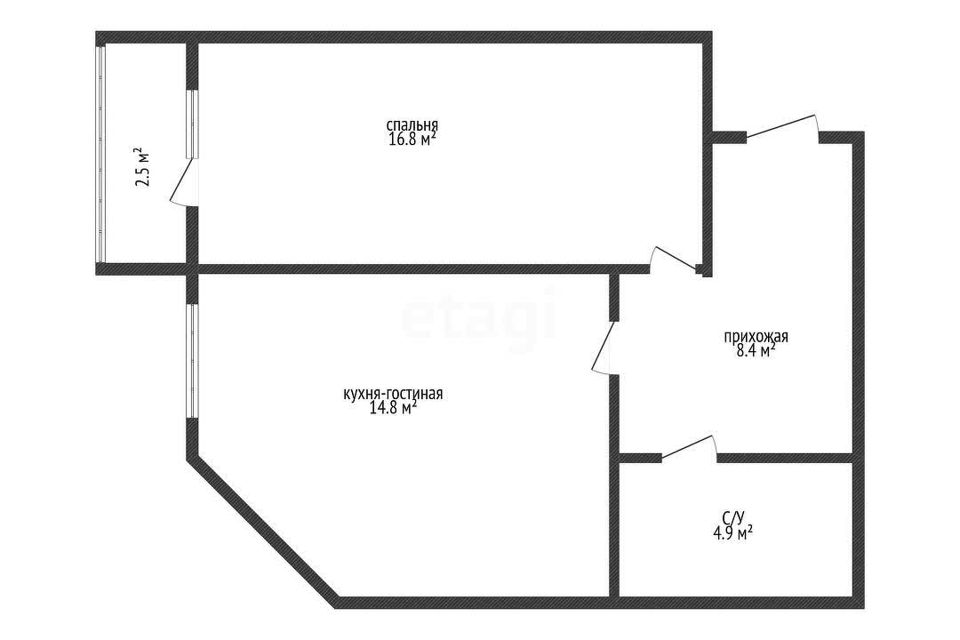 Продаётся 1-комнатная квартира, 45 м²