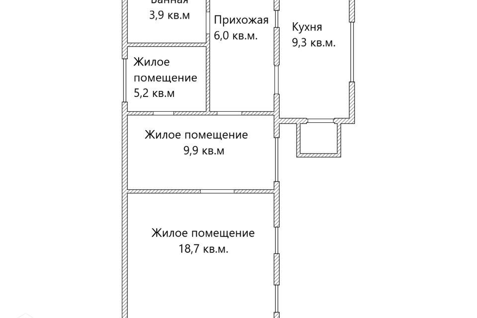 Продаётся 1-этажный дом, 53 м²