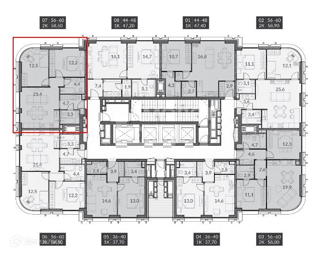 Продаётся 3-комнатная квартира, 58.5 м²