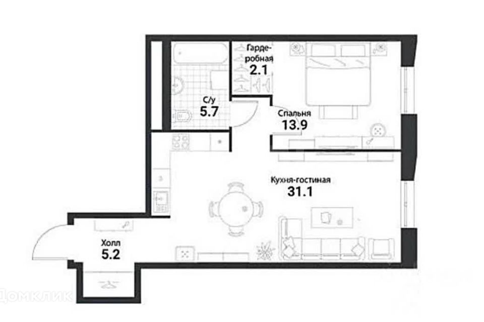 Продаётся 2-комнатная квартира, 58 м²