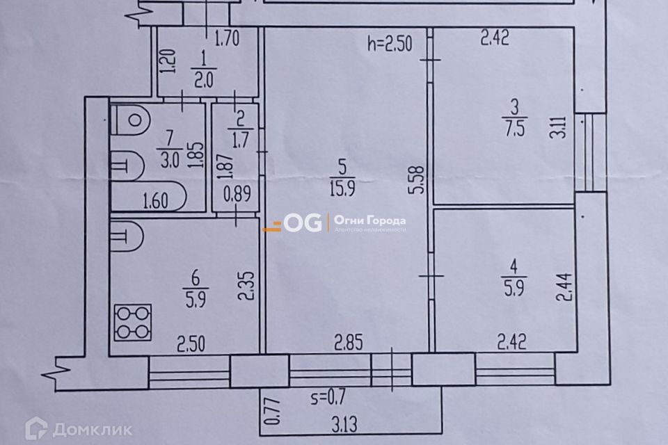 Продаётся 2-комнатная квартира, 42 м²
