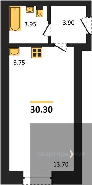 Продаётся студия, 30.3 м²