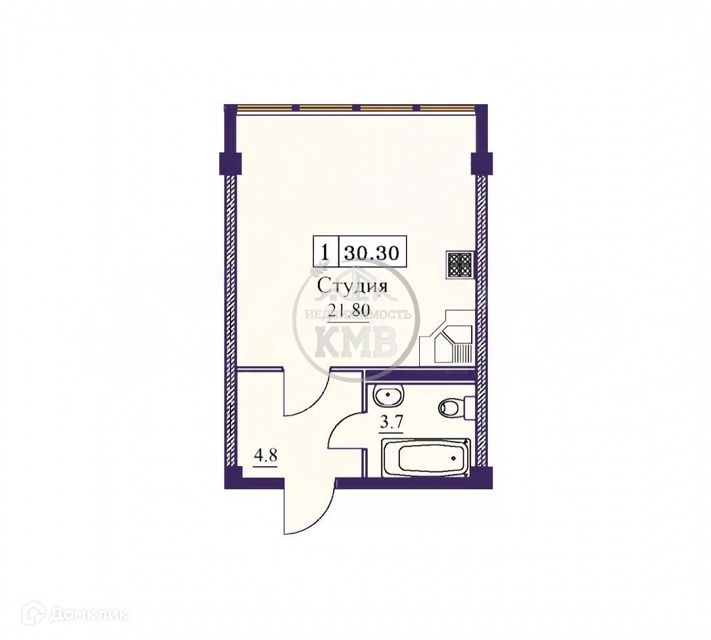 Продаётся 1-комнатная квартира, 30.3 м²