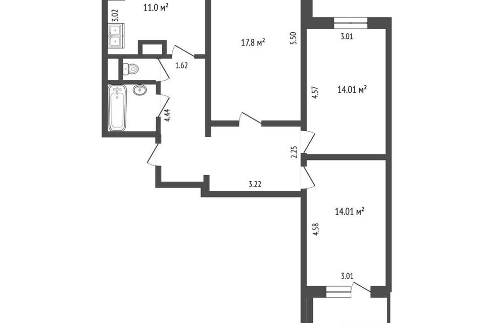 Продаётся 3-комнатная квартира, 78 м²