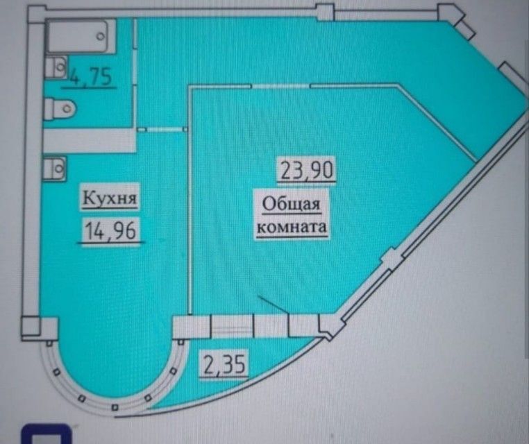 Продаётся 1-комнатная квартира, 60.4 м²