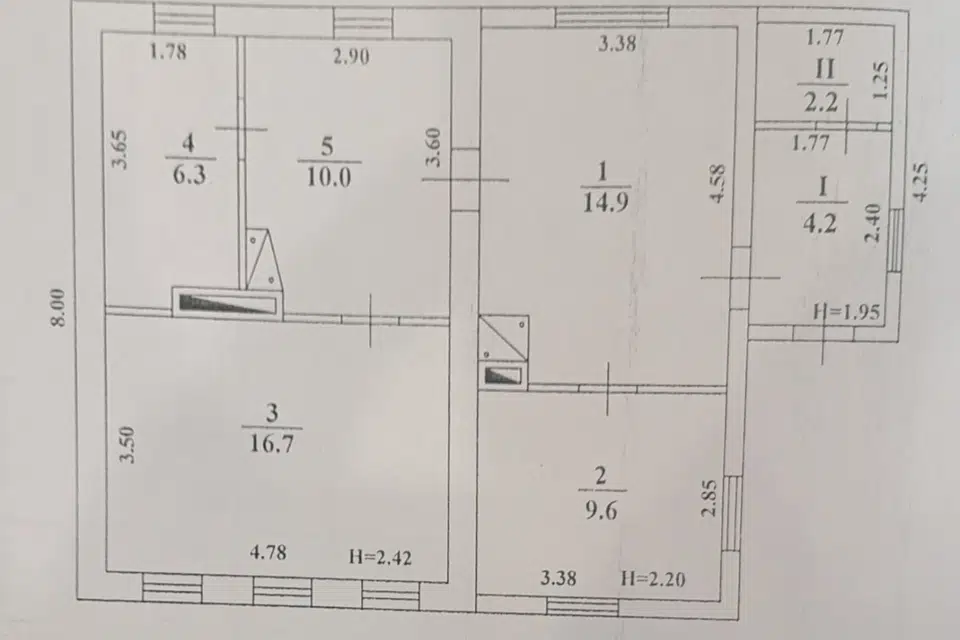 Продаётся 1-этажный дом, 67 м²